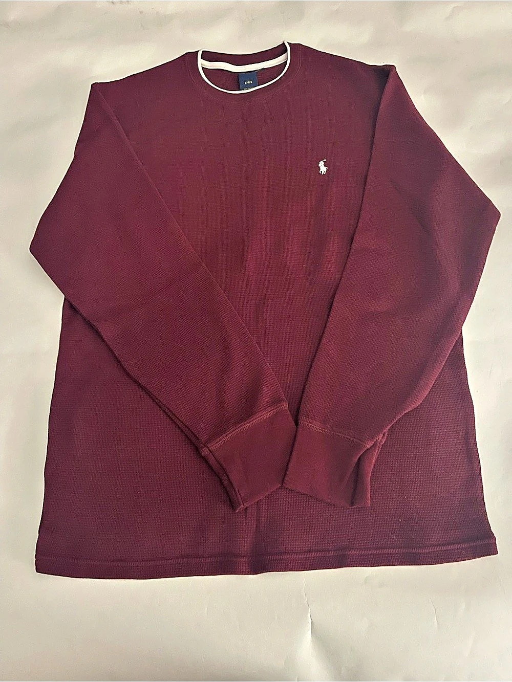 Polo Ralph Lauren Waffle-Knit Thermal Crewneck T-Shirt Burgundy Large